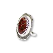 Windsong Jewellery Design Sterling Silver Bezel Set Brecchiated Jasper Statement Ring
